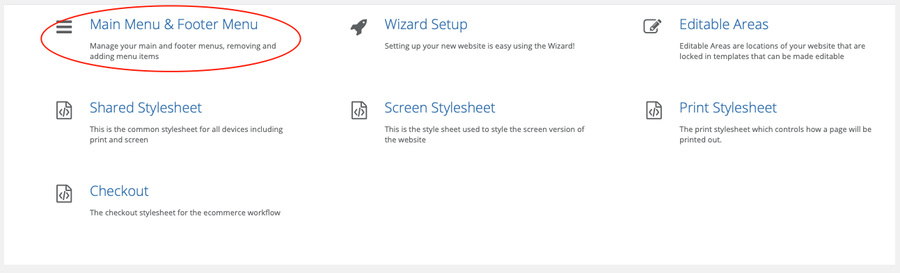 Main menu Wizard